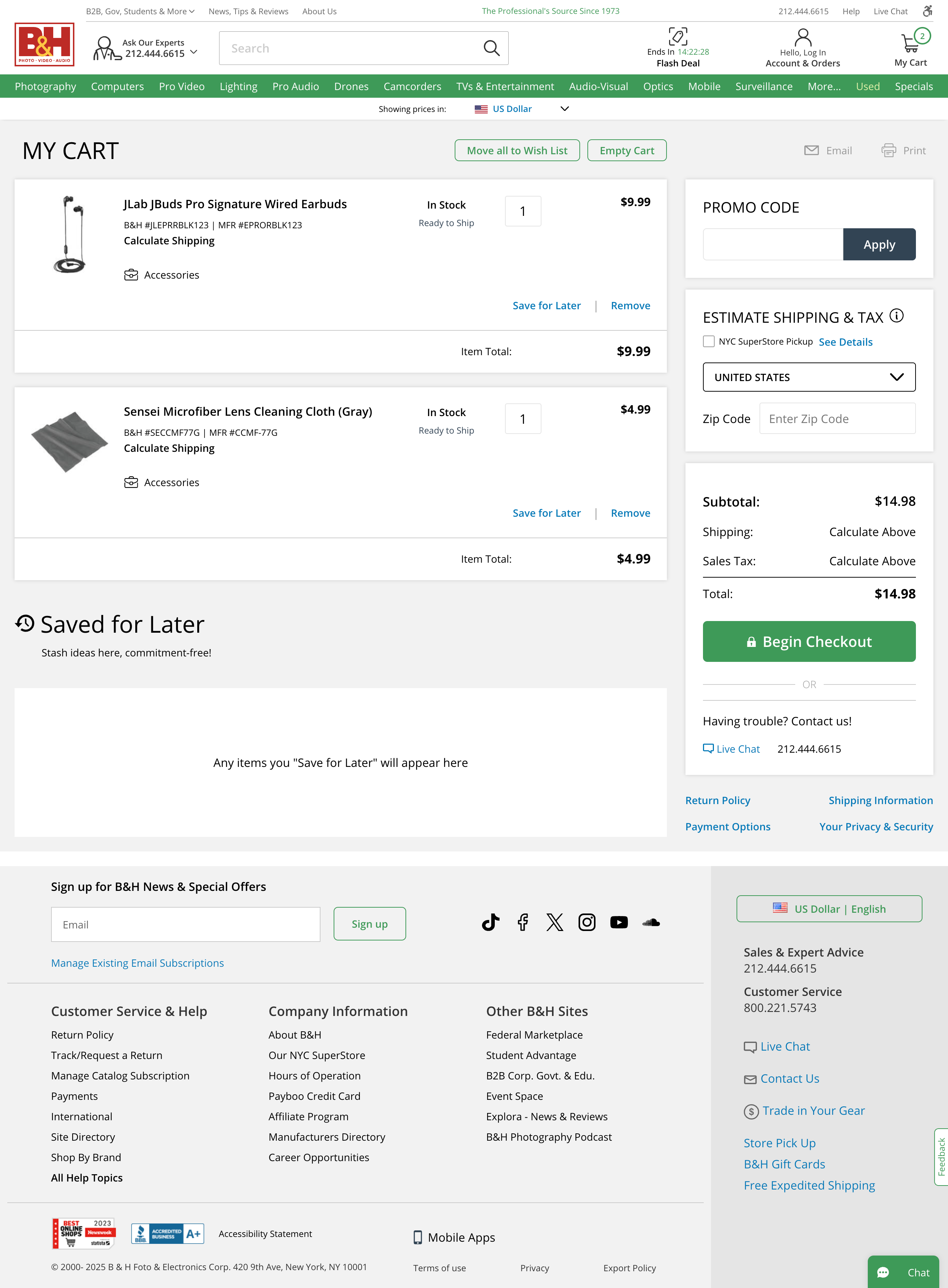 Desktop screenshot of B&H Photo