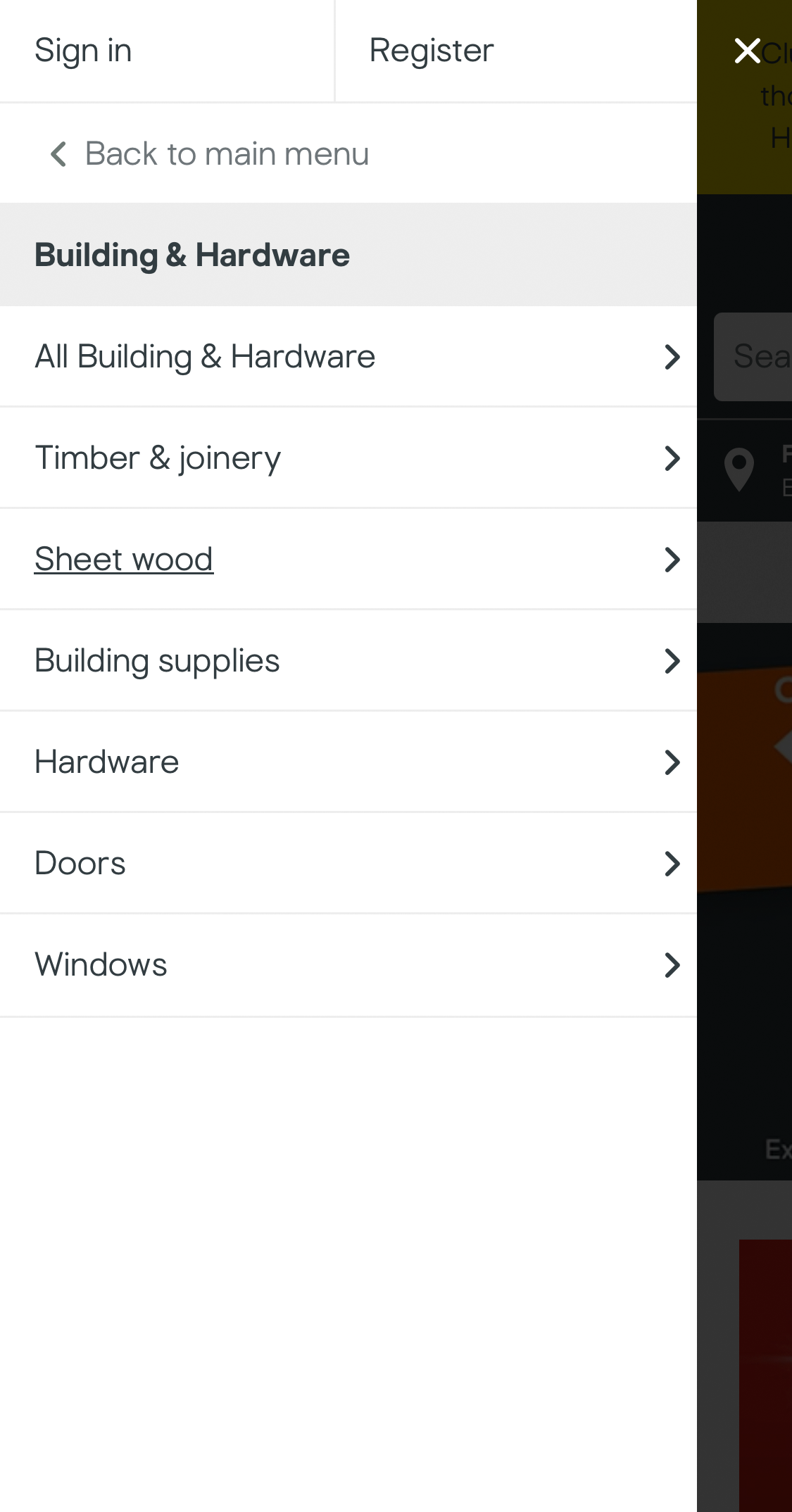 Mobile screenshot of B&Q