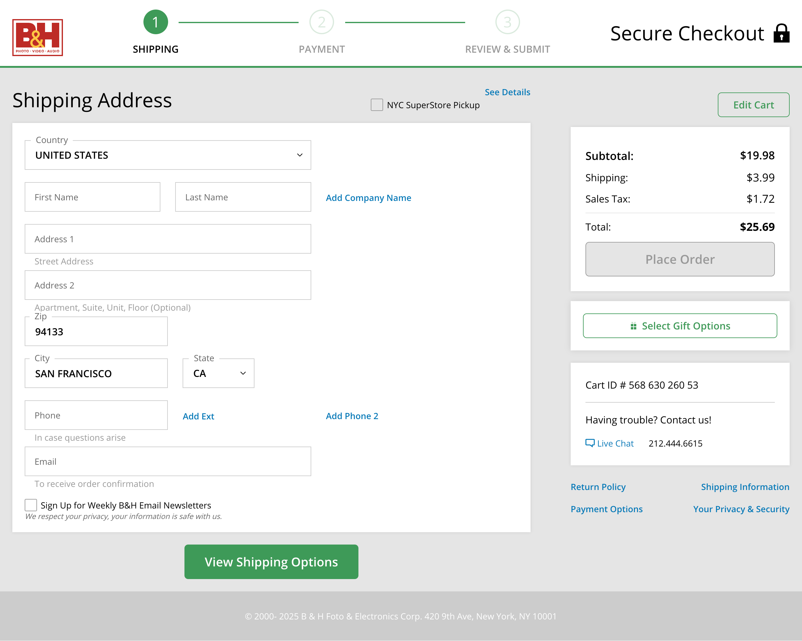 Desktop screenshot of B&H Photo