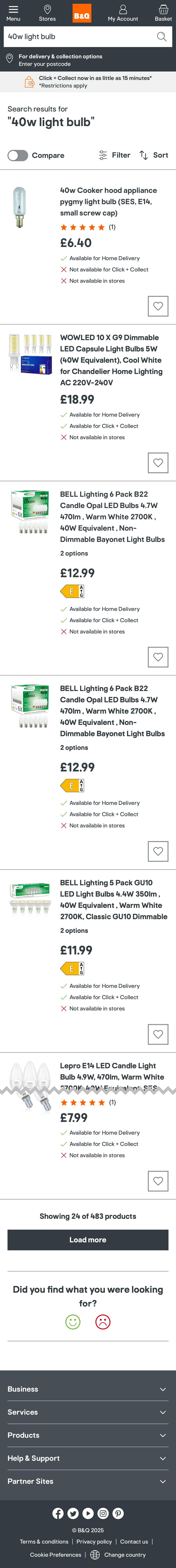 Mobile screenshot of B&Q