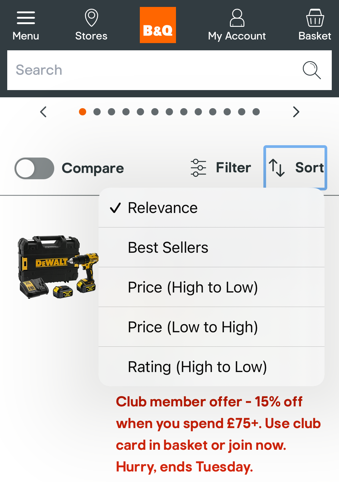 Mobile screenshot of B&Q