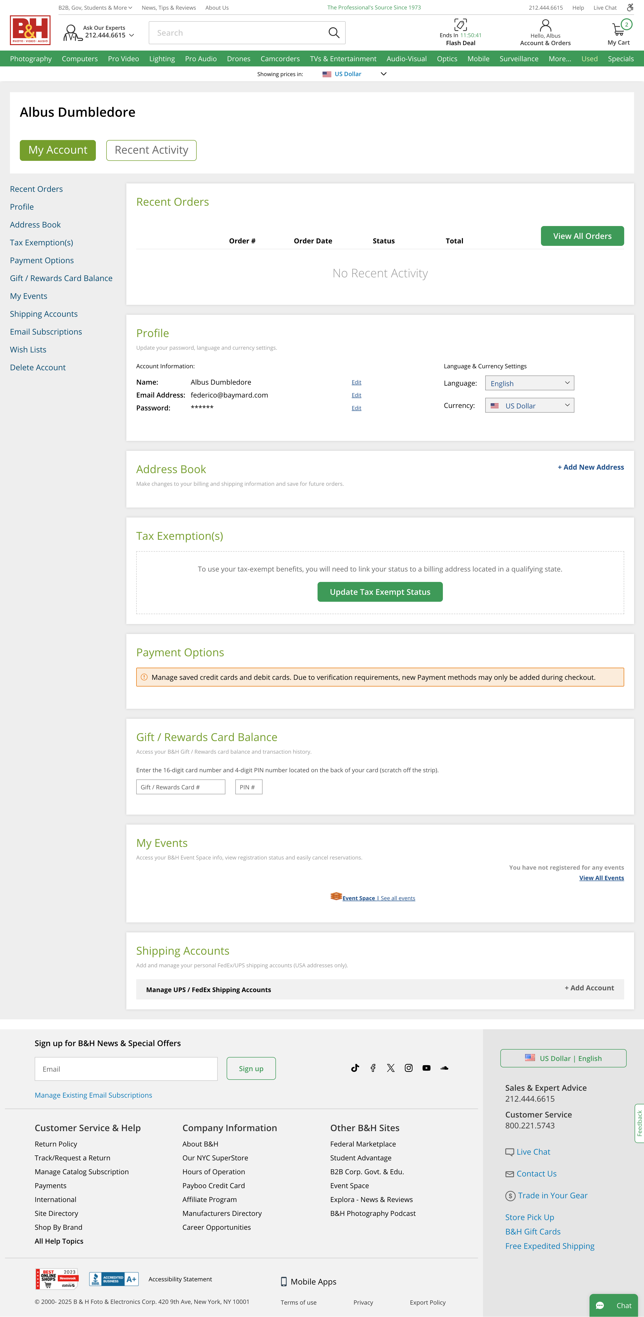 Desktop screenshot of B&H Photo