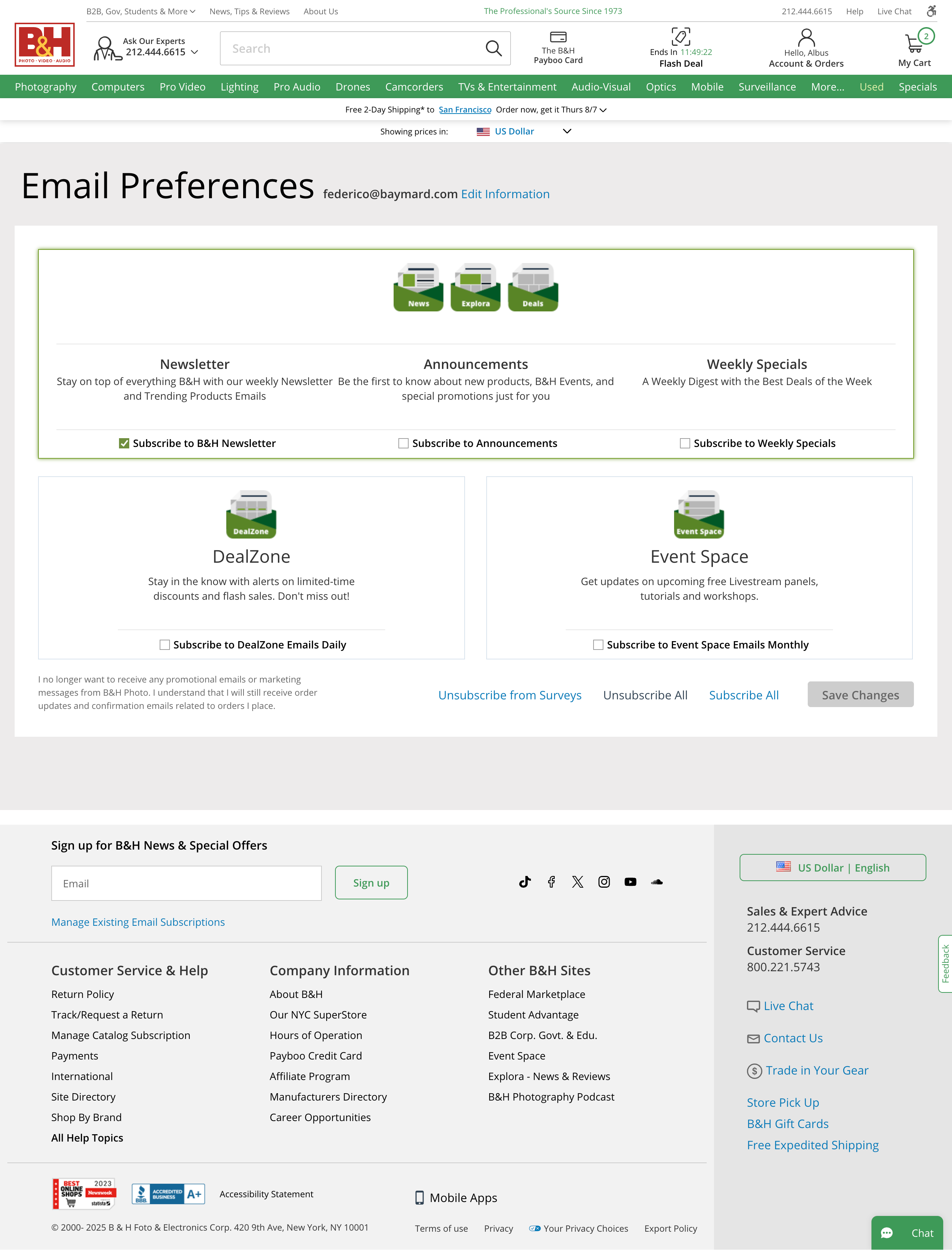Desktop screenshot of B&H Photo