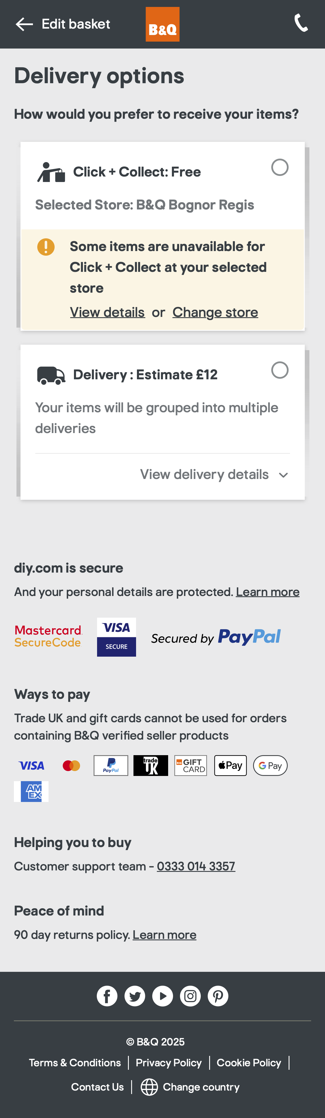 Mobile screenshot of B&Q