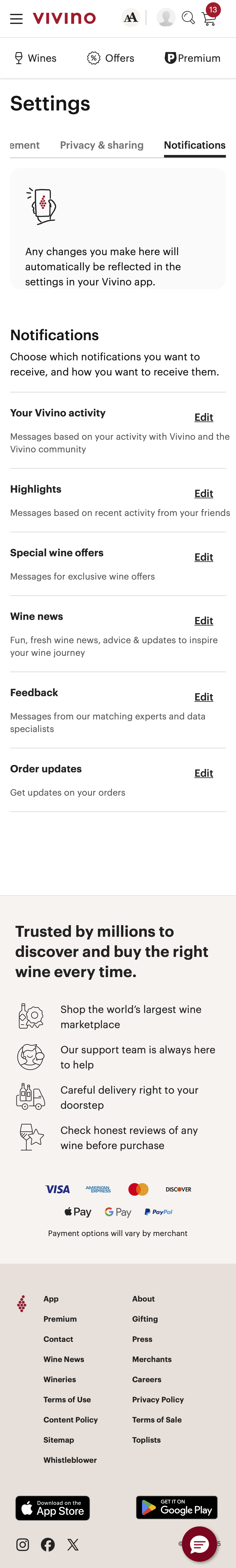 Mobile screenshot of Vivino