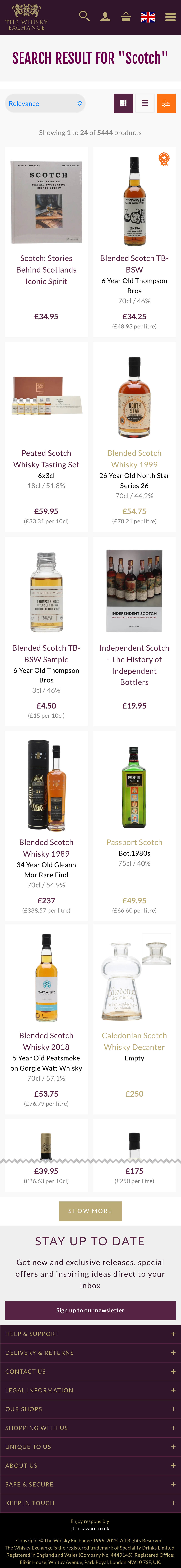 Mobile screenshot of The Whisky Exchange