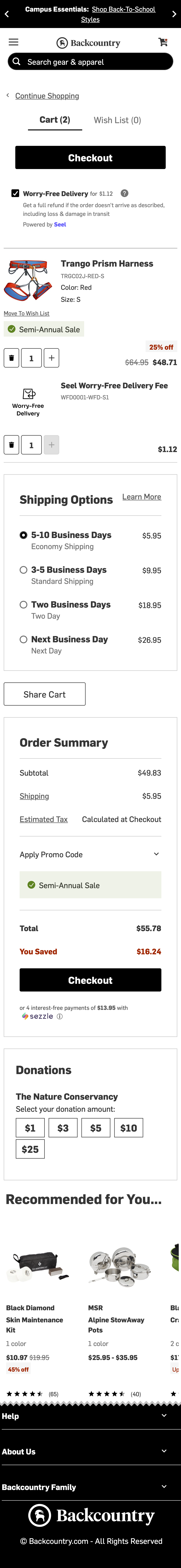 Mobile screenshot of Backcountry