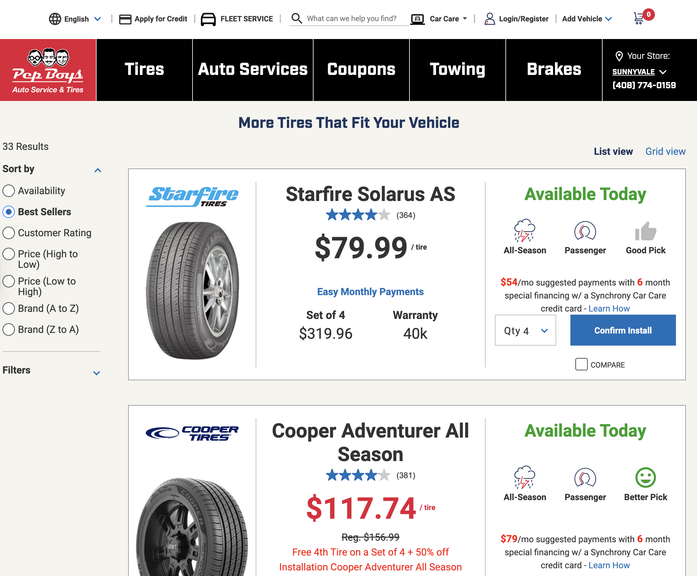 Desktop screenshot of Pep Boys