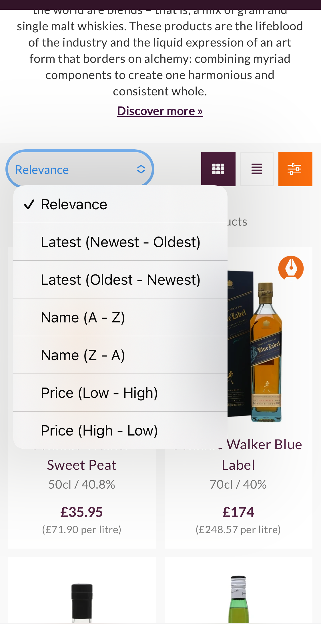 Mobile screenshot of The Whisky Exchange