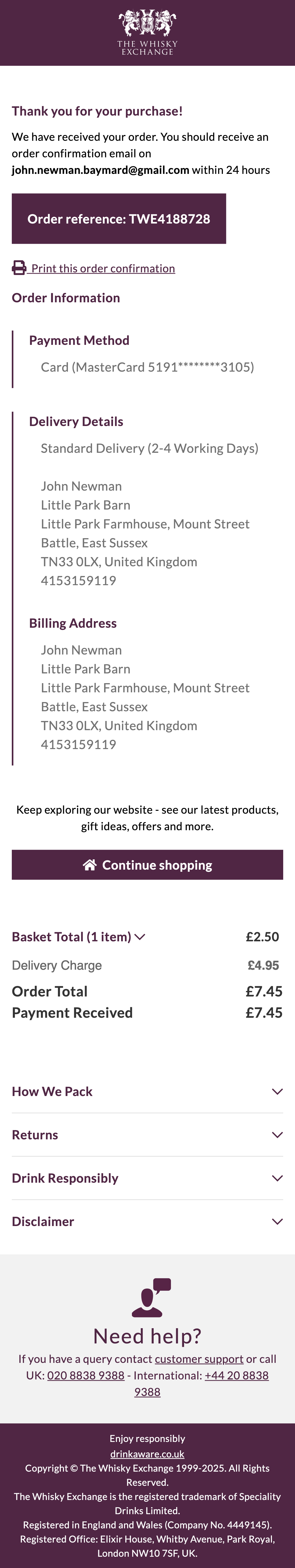 Mobile screenshot of The Whisky Exchange