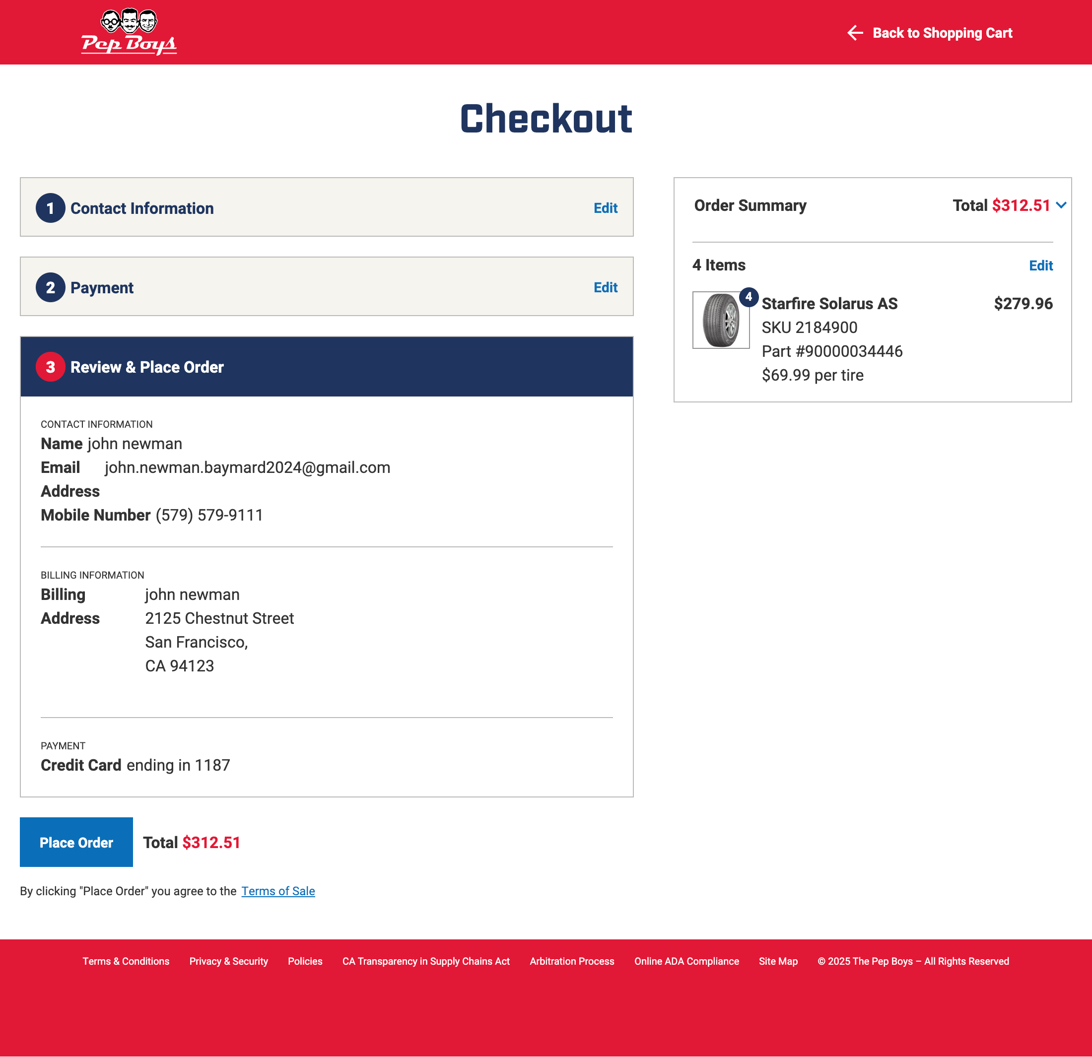 Desktop screenshot of Pep Boys