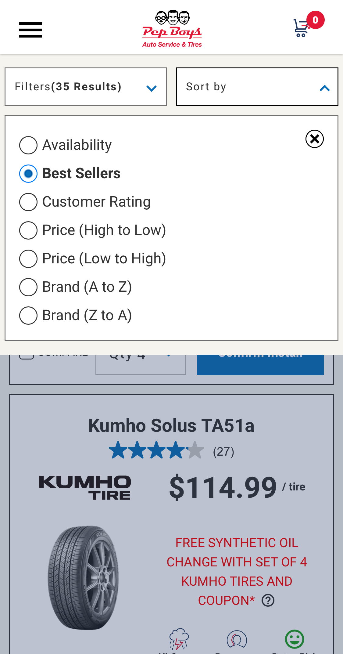 Mobile screenshot of Pep Boys