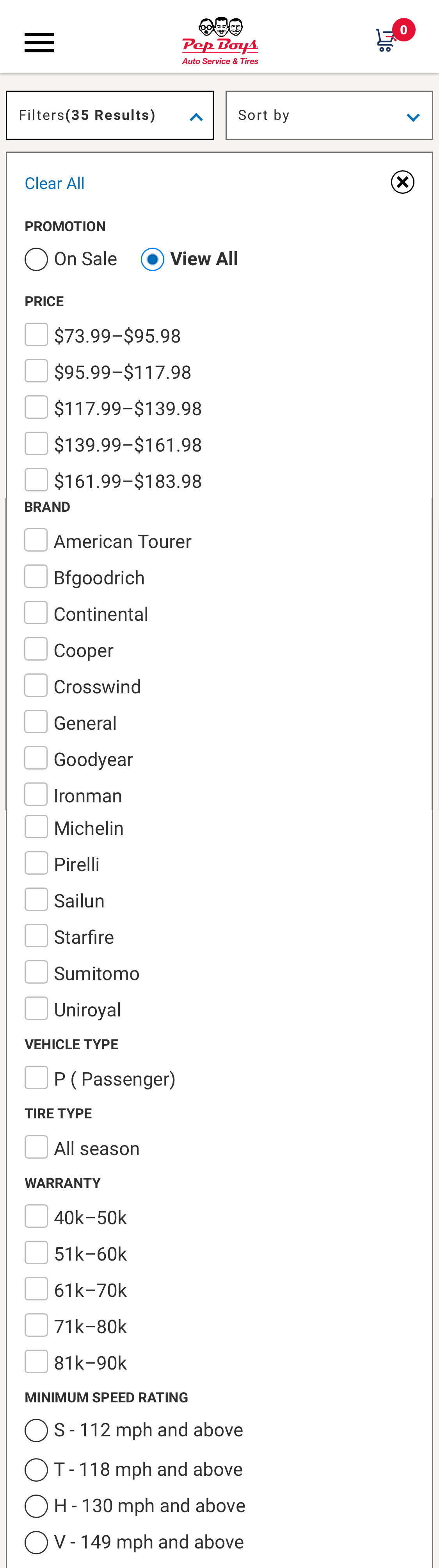 Mobile screenshot of Pep Boys