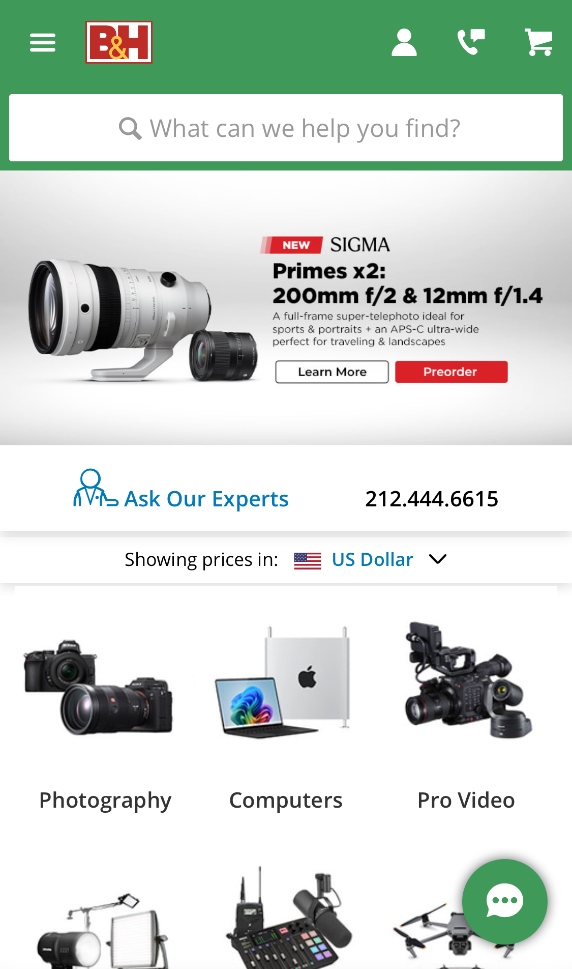 Mobile screenshot of B&H Photo