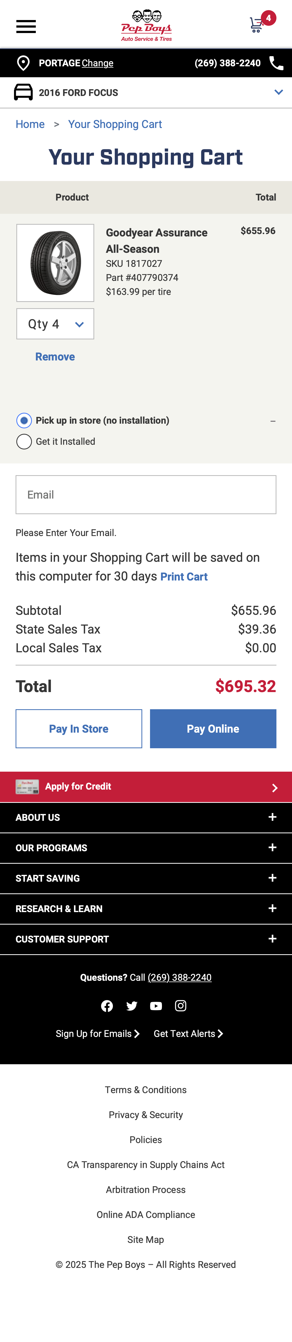 Mobile screenshot of Pep Boys