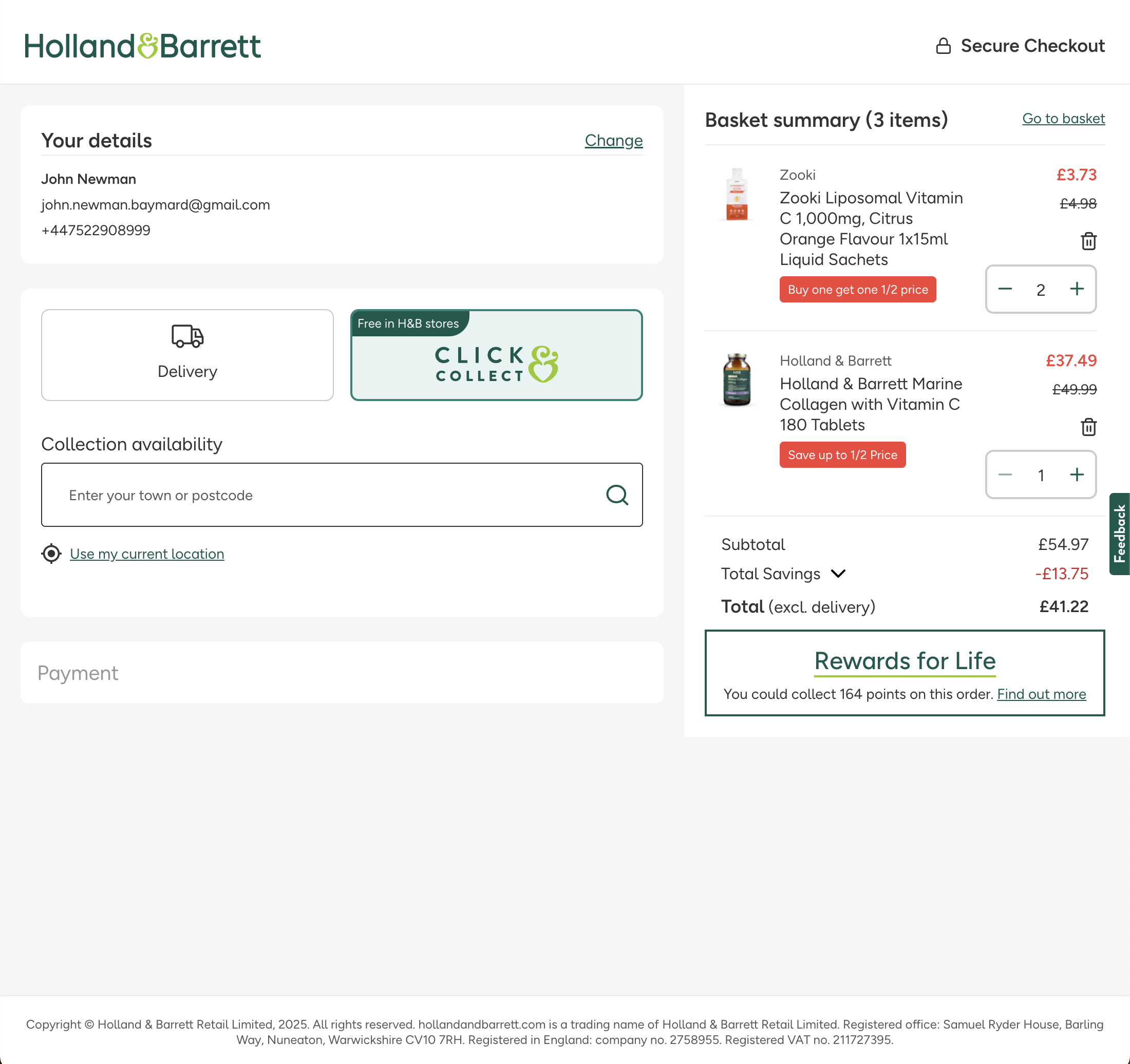 Desktop screenshot of Holland & Barrett