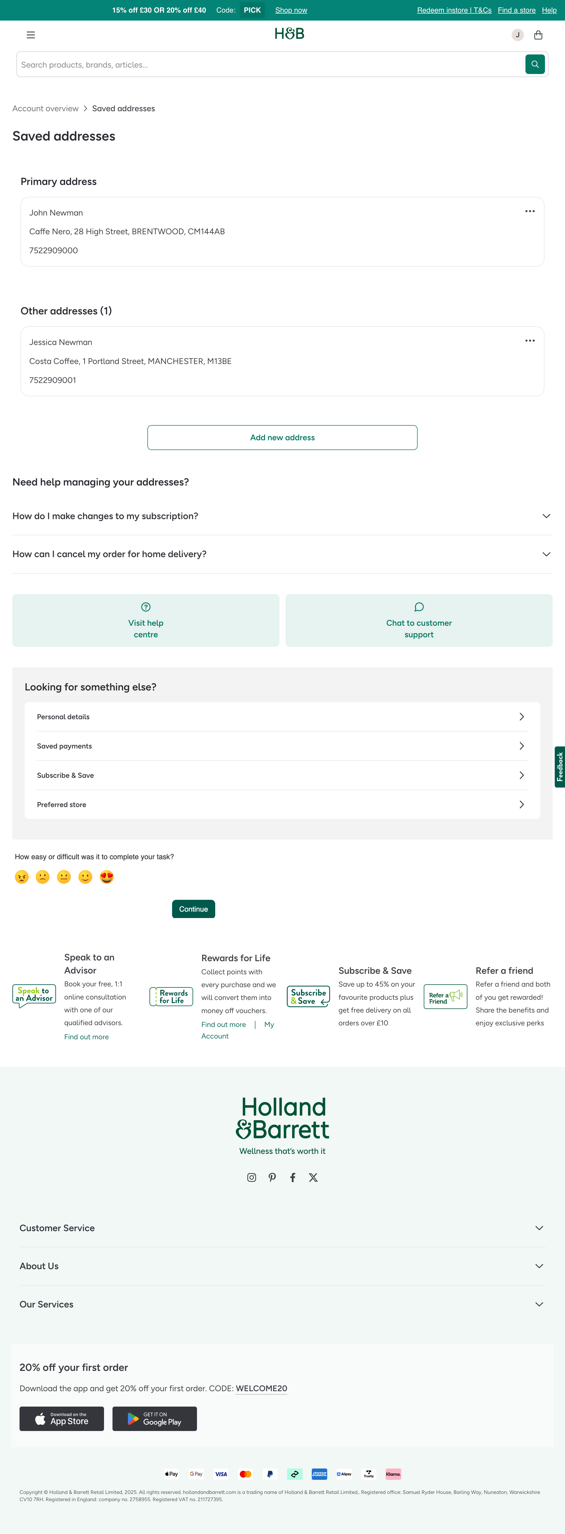 Desktop screenshot of Holland & Barrett