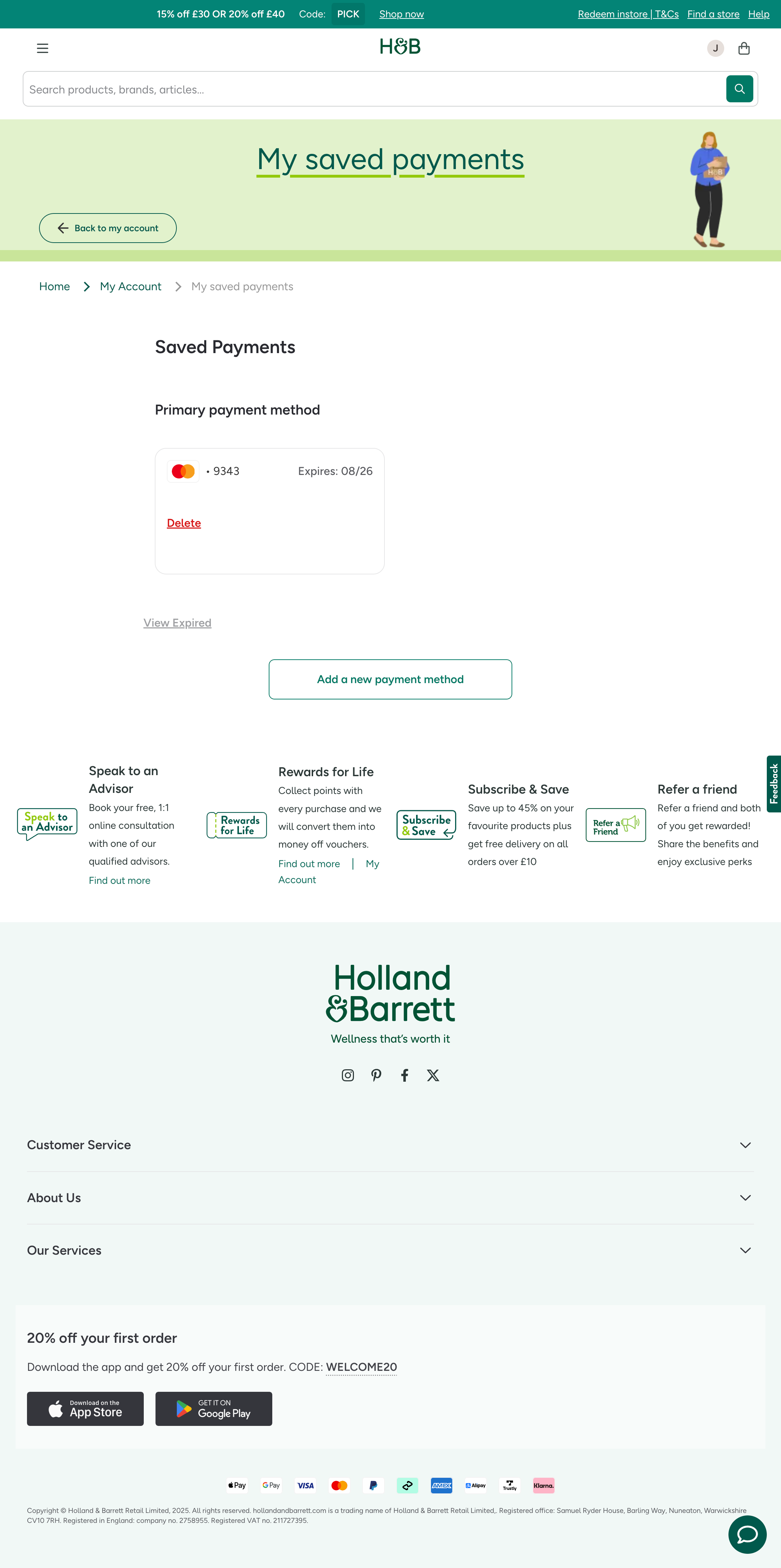 Desktop screenshot of Holland & Barrett