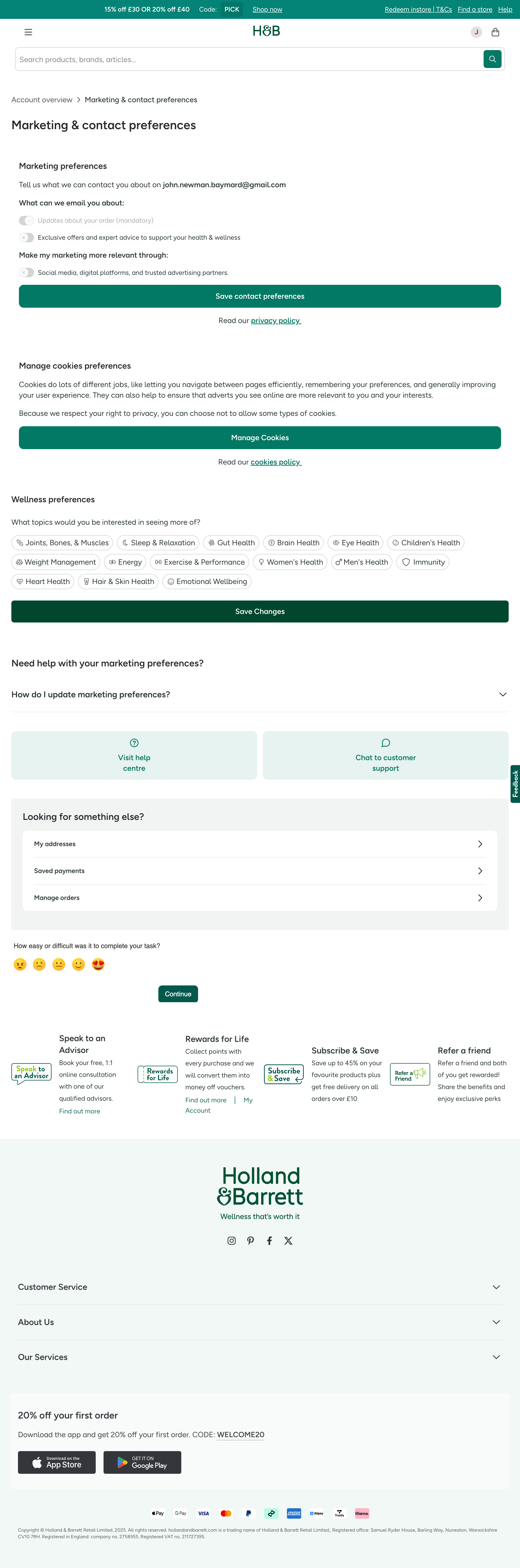 Desktop screenshot of Holland &amp; Barrett