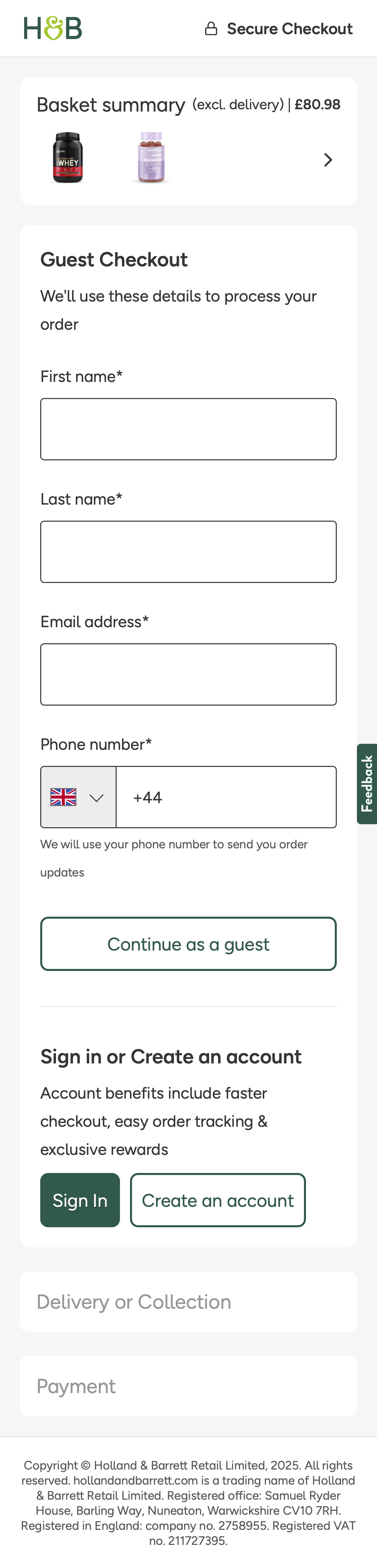 Mobile screenshot of Holland & Barrett