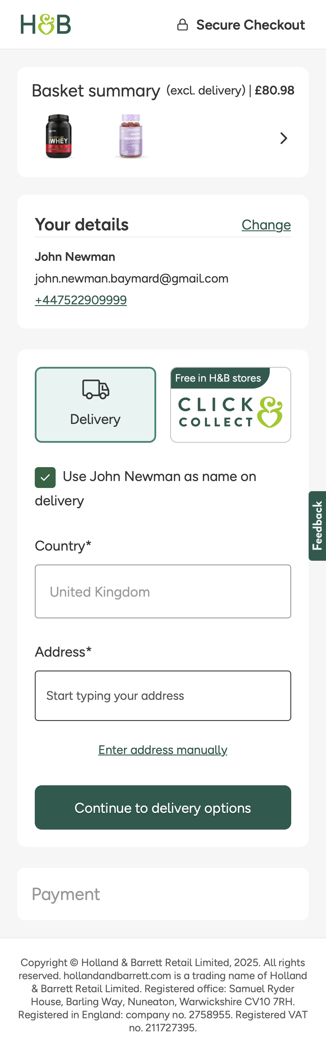 Mobile screenshot of Holland & Barrett