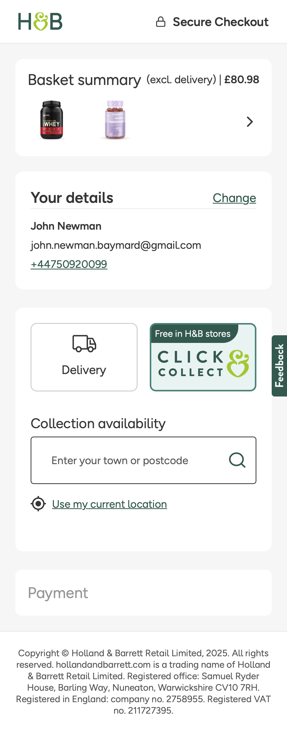 Mobile screenshot of Holland & Barrett