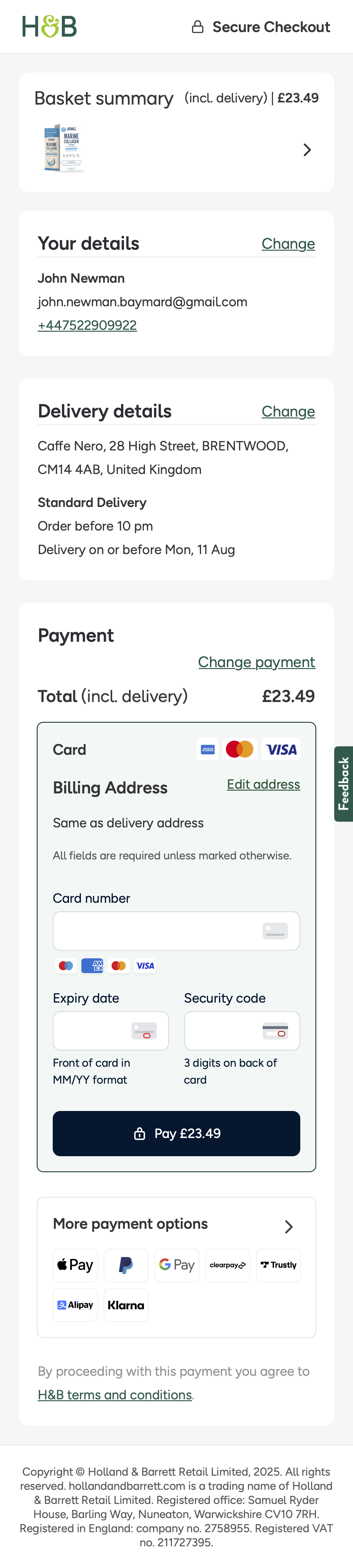 Mobile screenshot of Holland & Barrett