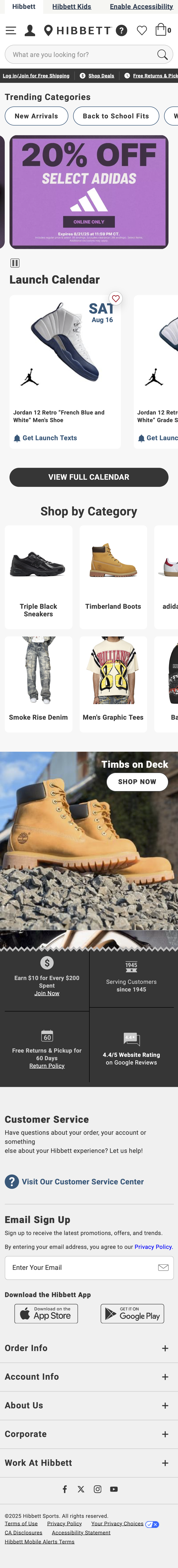 Mobile screenshot of Hibbett