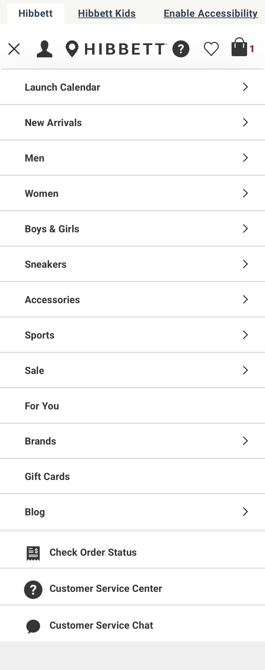 Mobile screenshot of Hibbett