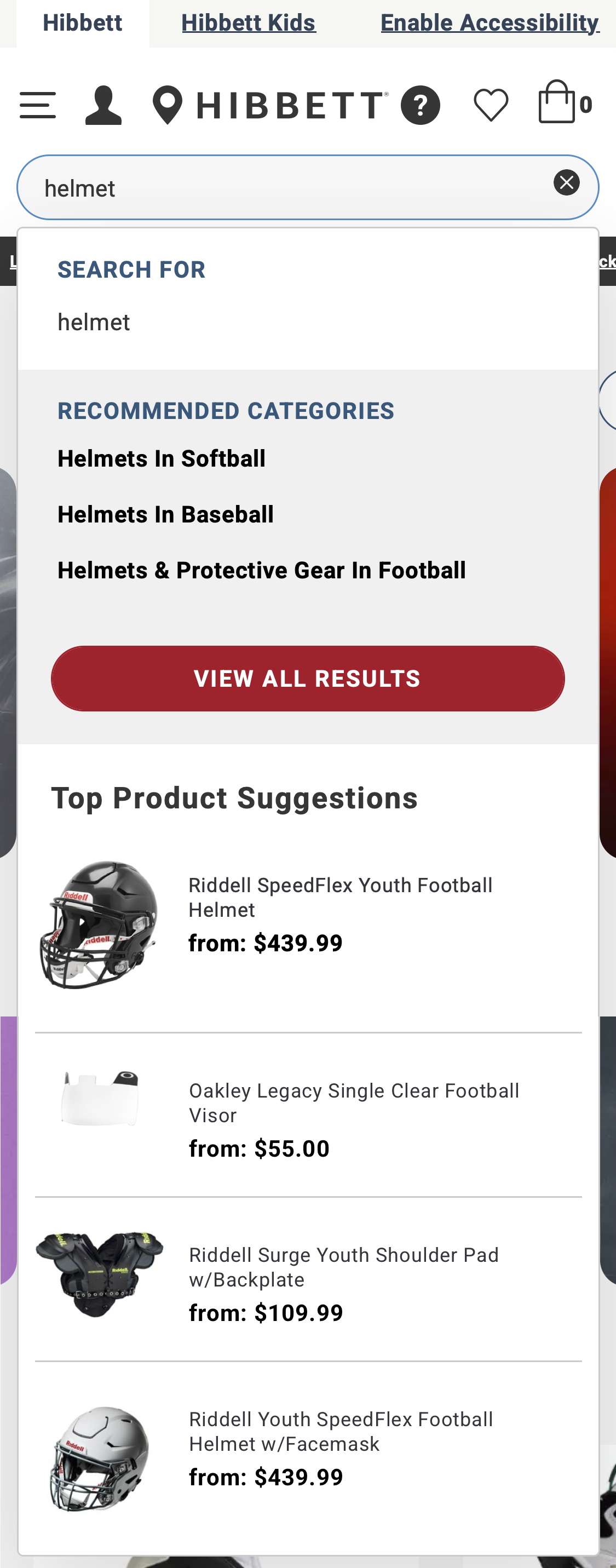 Mobile screenshot of Hibbett