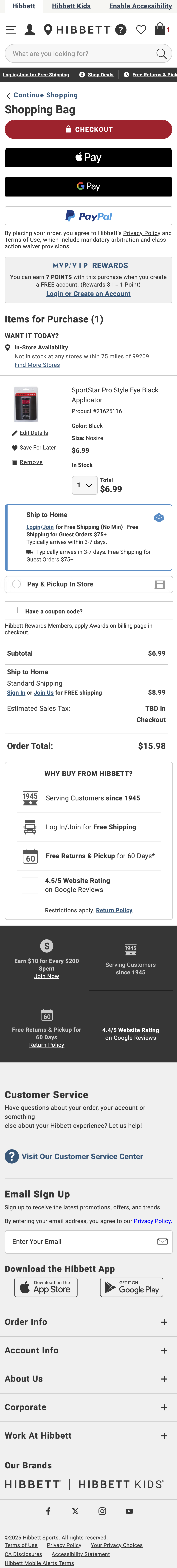 Mobile screenshot of Hibbett