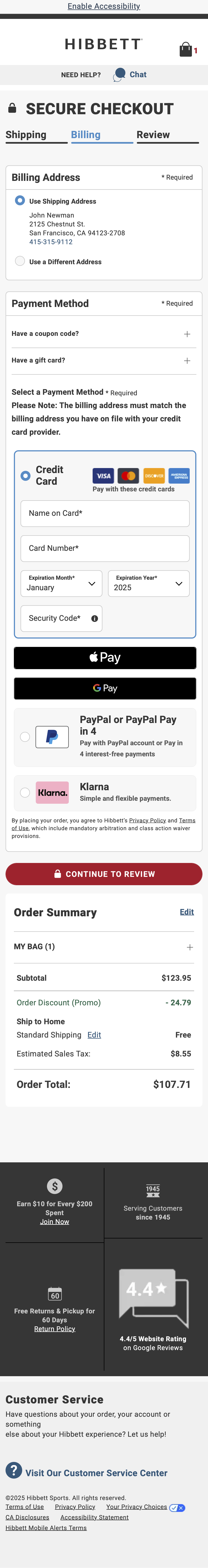 Mobile screenshot of Hibbett