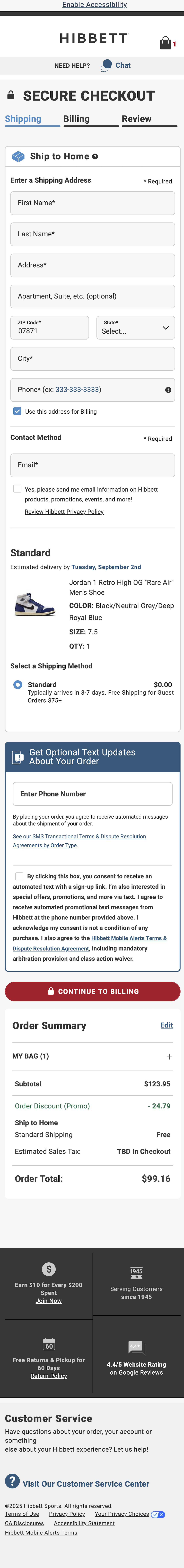 Mobile screenshot of Hibbett