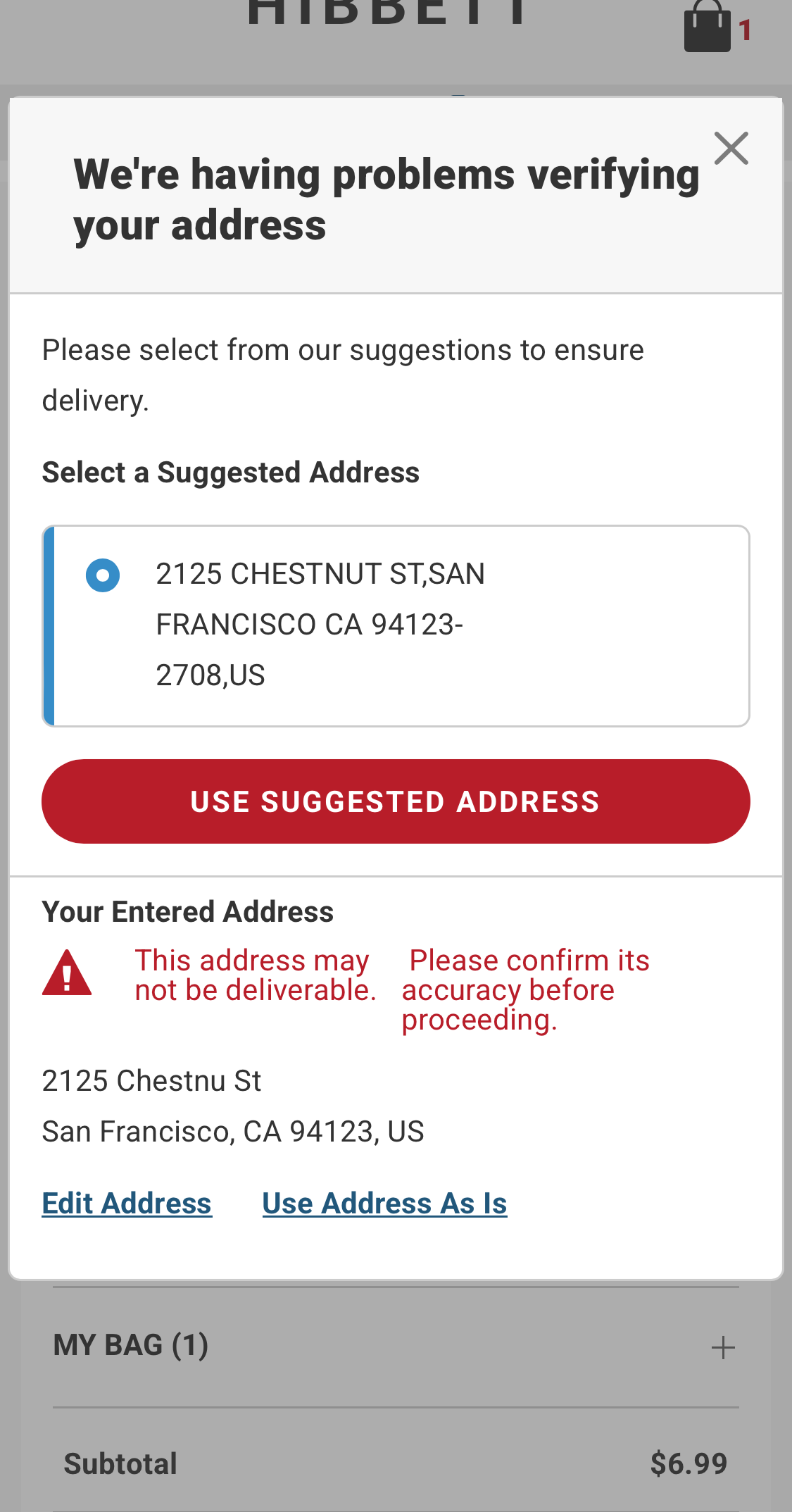 Mobile screenshot of Hibbett