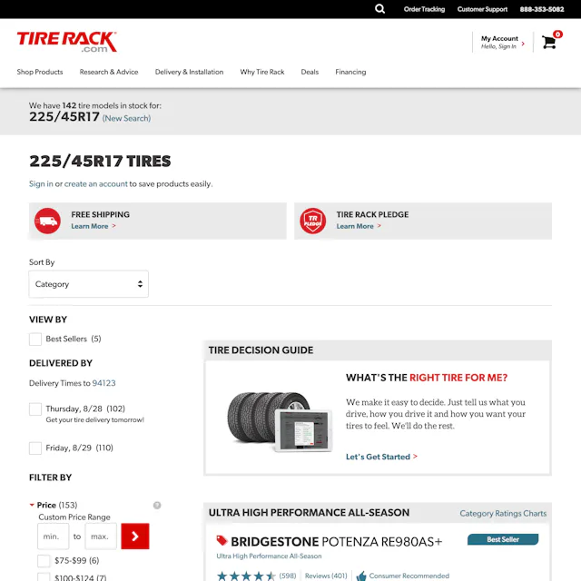 Tire Rack UX Case Study – Baymard Institute