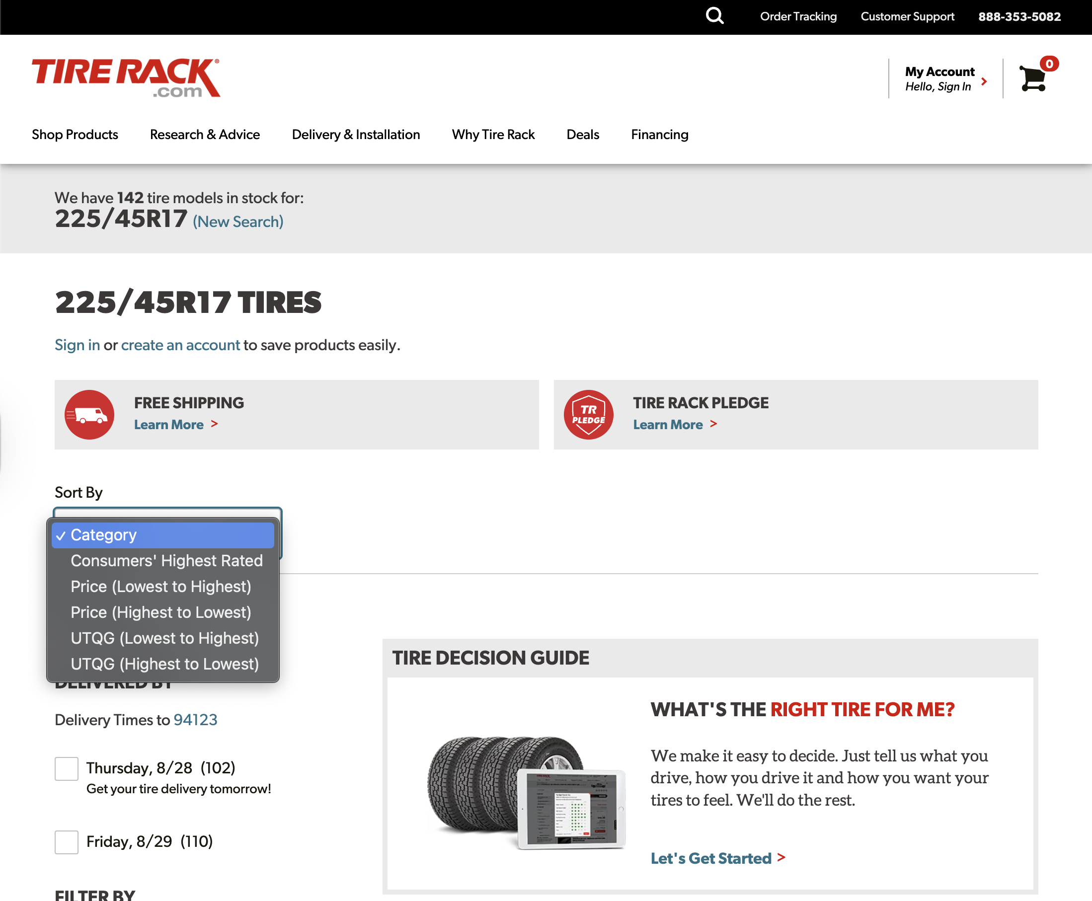 Desktop screenshot of Tire Rack