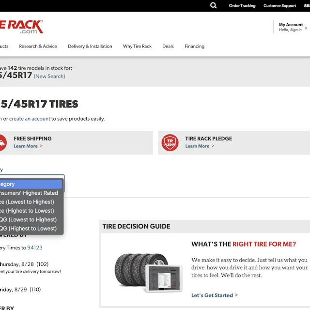 Tire Rack UX Case Study – Baymard Institute