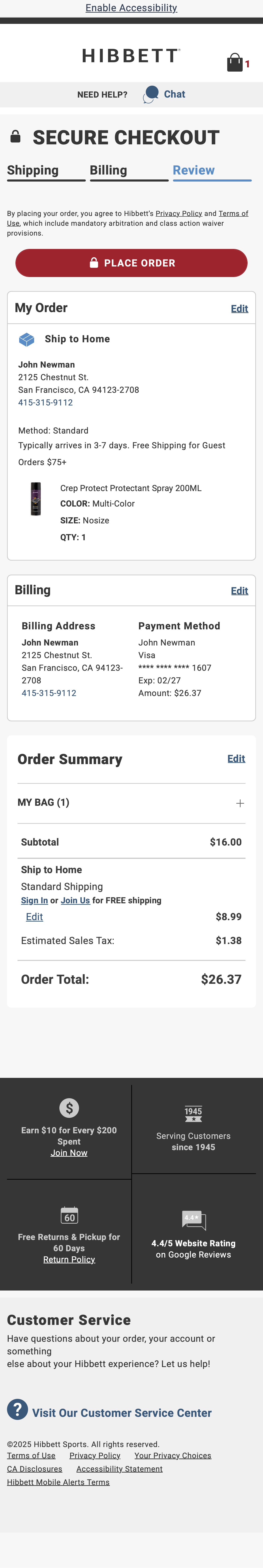Mobile screenshot of Hibbett