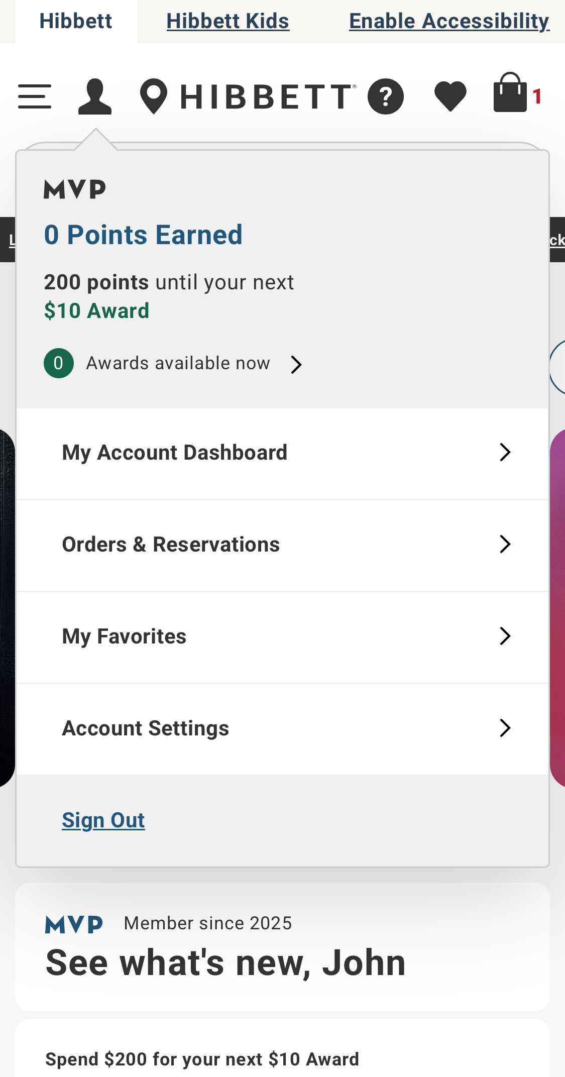 Mobile screenshot of Hibbett