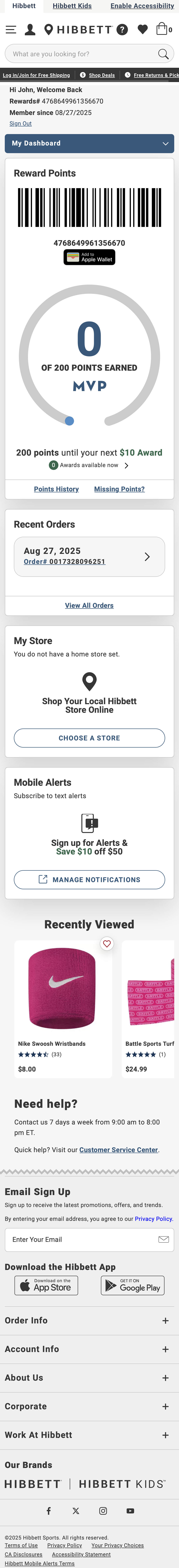 Mobile screenshot of Hibbett