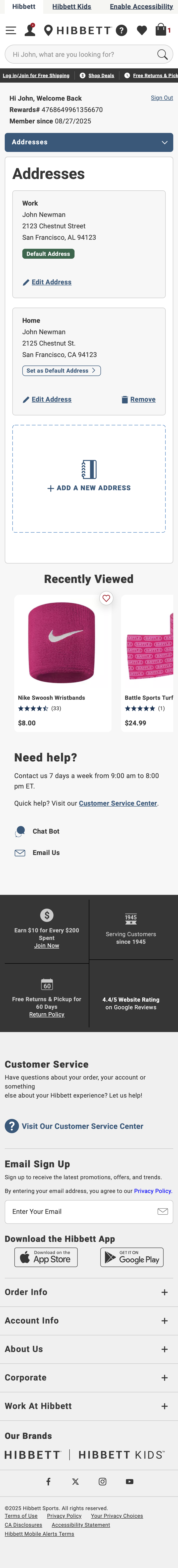 Mobile screenshot of Hibbett
