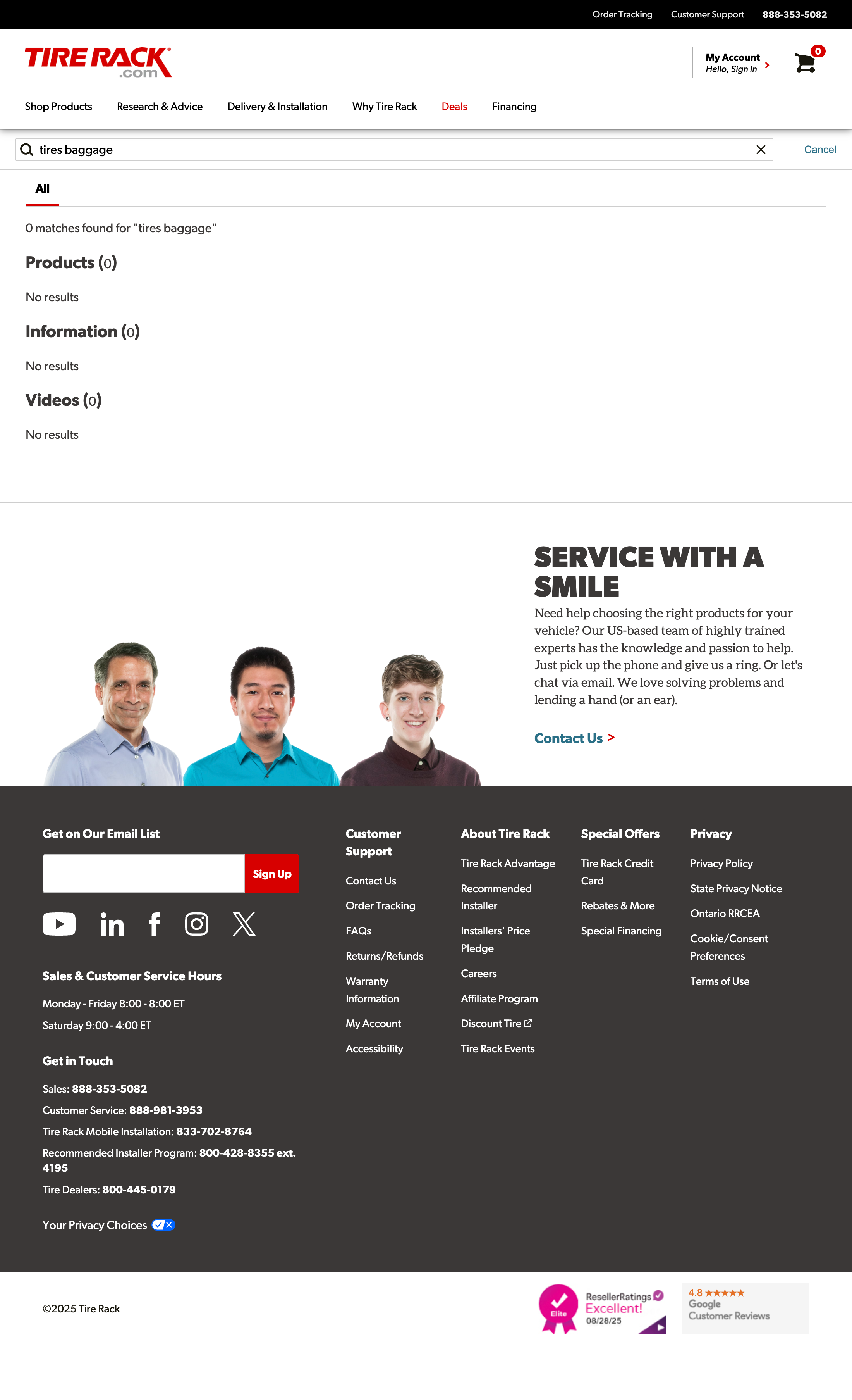 Desktop screenshot of Tire Rack