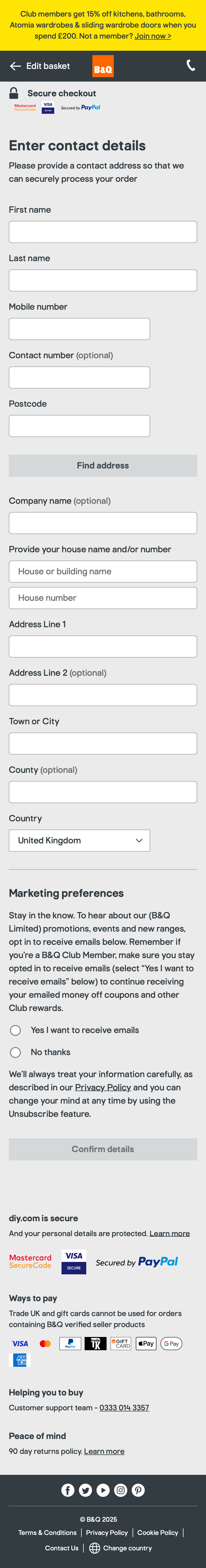 Mobile screenshot of B&Q