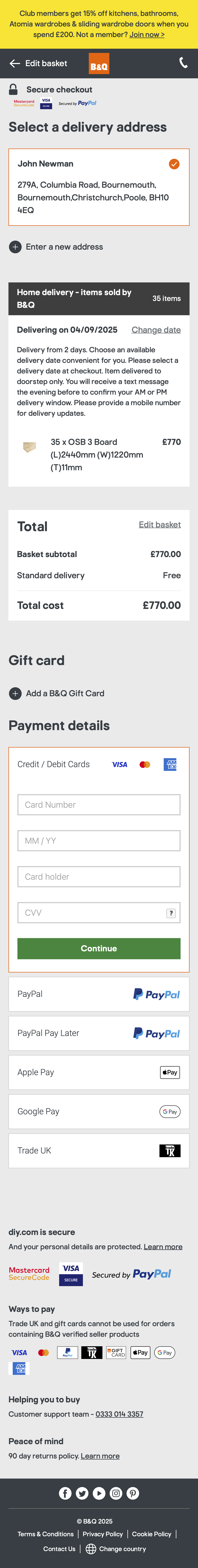 Mobile screenshot of B&Q