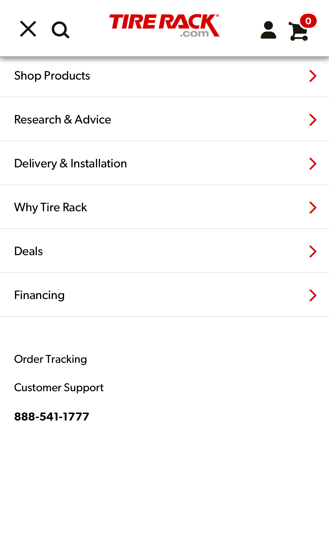 Mobile screenshot of Tire Rack
