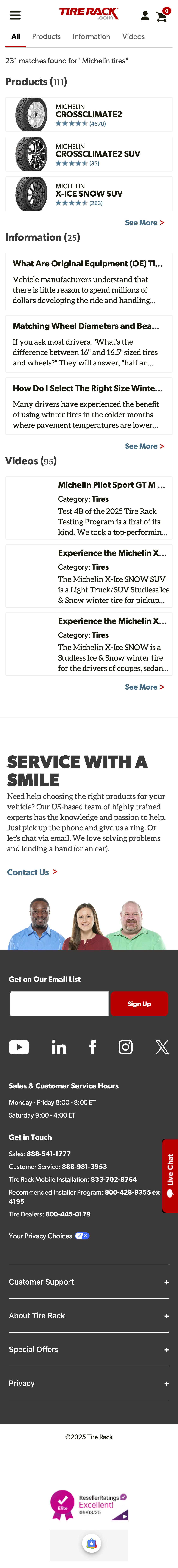 Mobile screenshot of Tire Rack