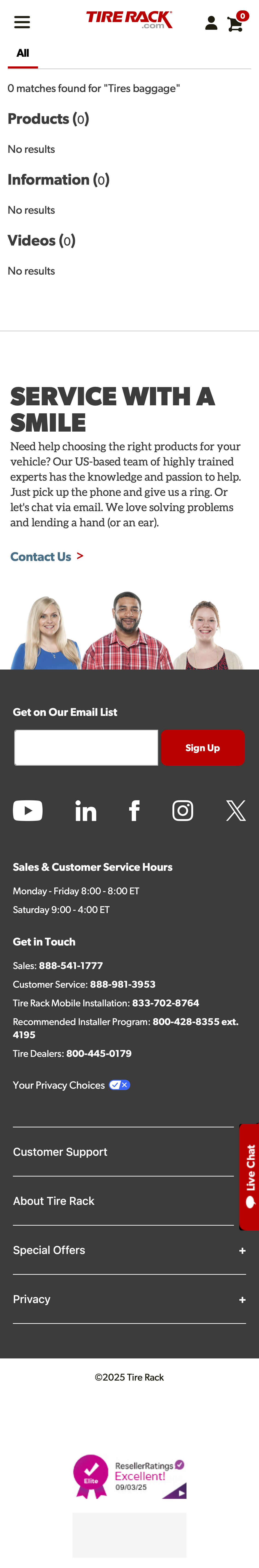 Mobile screenshot of Tire Rack