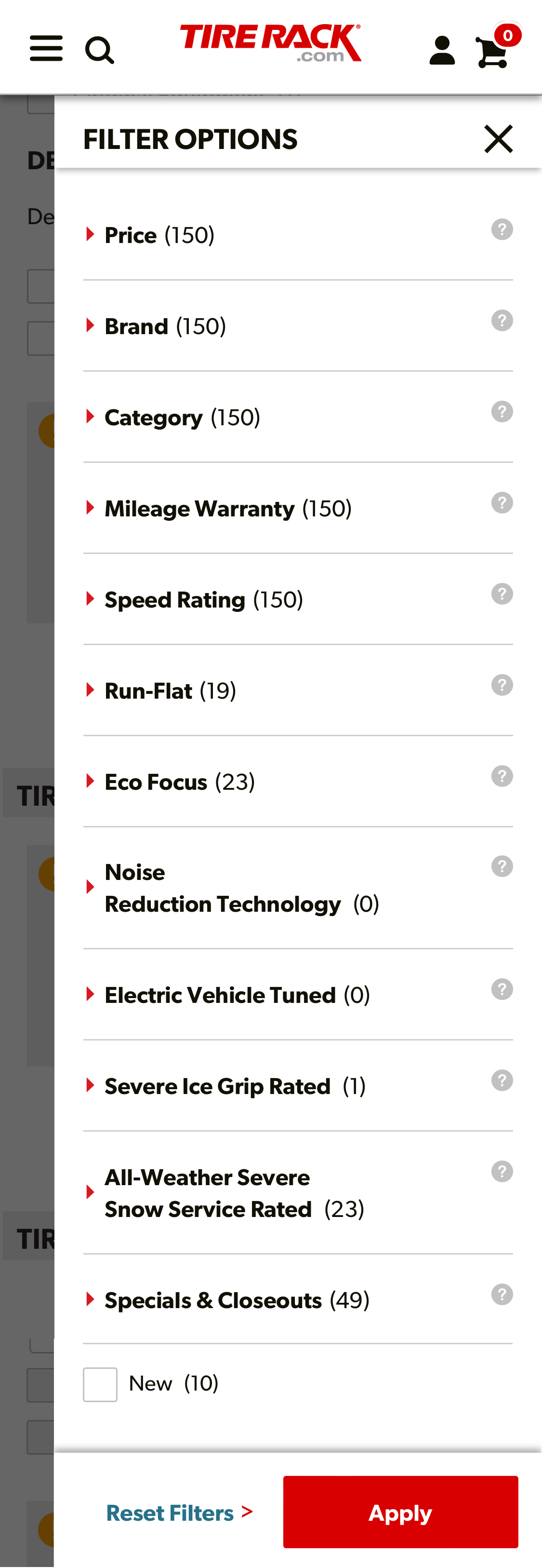 Mobile screenshot of Tire Rack
