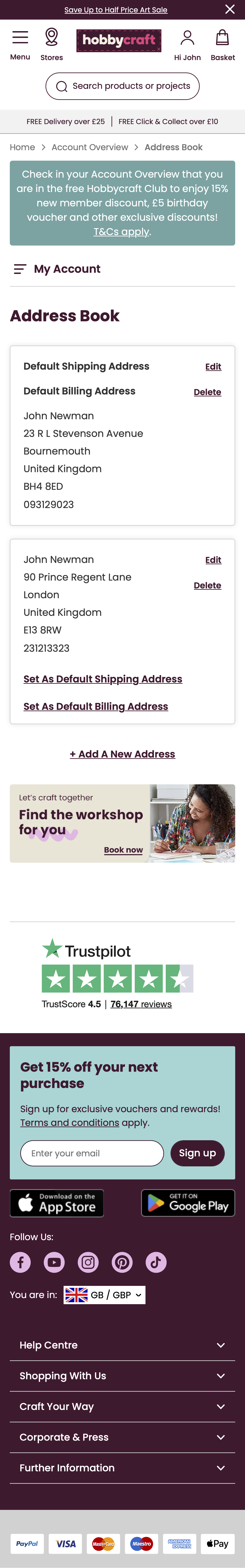 Mobile screenshot of Hobbycraft