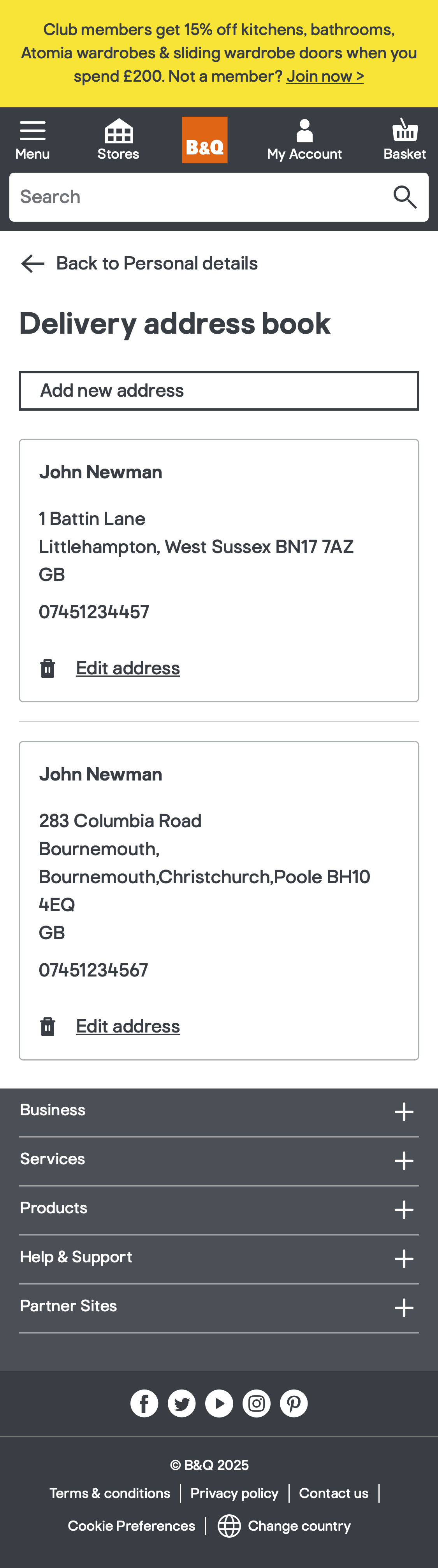 Mobile screenshot of B&Q